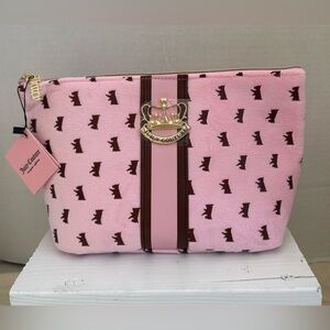 Juicy Couture Pink Crown-Embellished Clutch Cosmetics bag